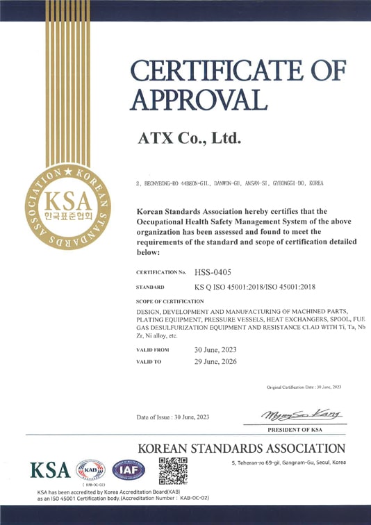 ATX Certification Iso 45001