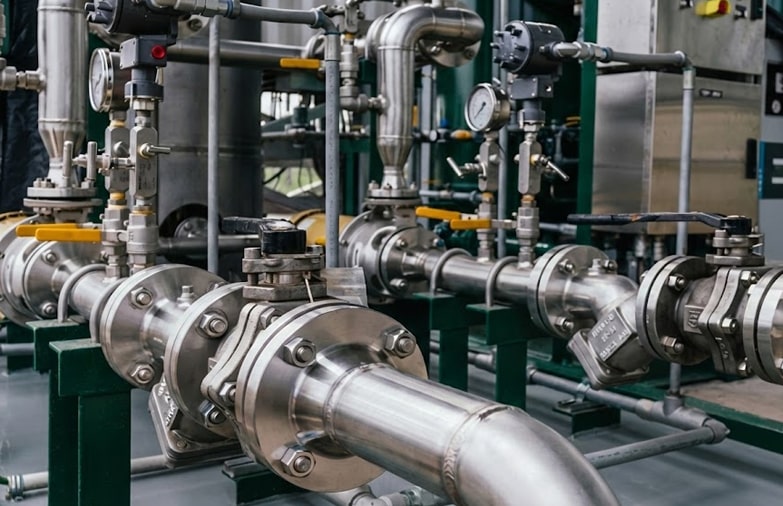 Factory metal pipe installation